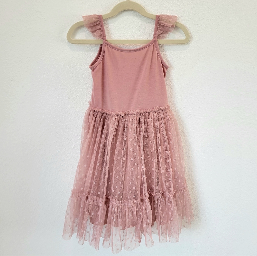Mia Joy by Joyfolie Mauve Pink Tulle Swiss Dot Dress Girls Size 5